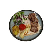 Шашлык Королевский из телятины с овощами микс