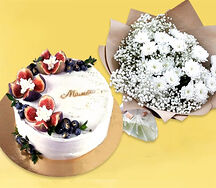 Набор Торт для Мамы с инжиром и букет basic