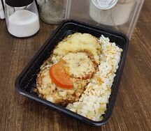 Шницель куриный по-французски с рисом