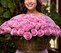 Корзина из розовых роз