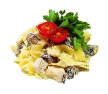 Паста с курицей и грибами