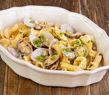 Кампанелле с вонголе в сливочном соусе