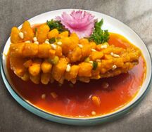 Синекорый палтус в кисло-сладком соусе