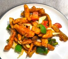 Кусочки палтуса, жаренные в панировке