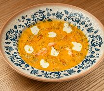 Тыквенный крем-суп с креветками