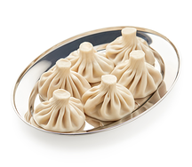 Хинкали со свининой и говядиной с зеленью