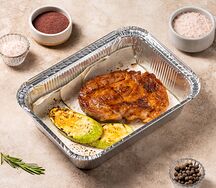 Стейк из свиной шеи с кабачком