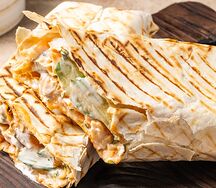 Шаурма с мангала с люля-кебабом из свинины    