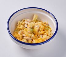 Макарошки с цыпленком и сыром чеддер