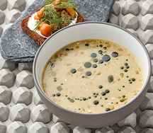 Суп с красноголовиками и грибной икрой