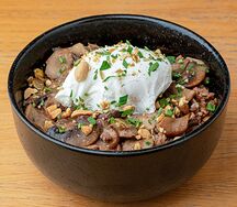 Греча с грибами и яйцом 