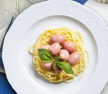 Мини-сосиски со спагетти