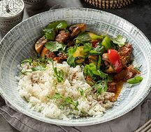 Телятина с шампиньонами по-уйгурски