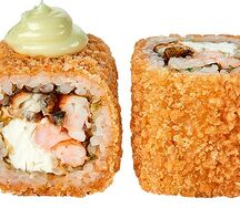 Темпуро жареный с лососем и креветками