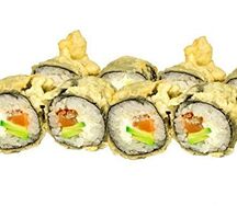 Ролл темпура с угрём и лососем