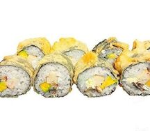 Ролл темпура с угрём и курицей