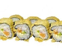 Ролл темпура с угрём и тигровой креветкой