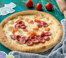 Детская пицца с сосисками