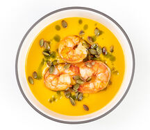 Тыквенный крем-суп с креветками