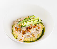 Бефстроганов с картофельным пюре, вешенками и сливочным соусом