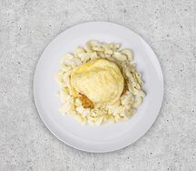 Макароны отварные и горбуша под сыром