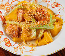 Папарделле с креветками и цукини
