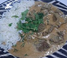 Бефстроганов с рисом