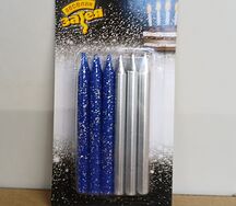 Свечи синие с блеском и серебром