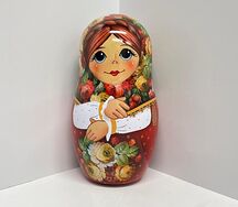 Чай Матрешка с цветами, красная