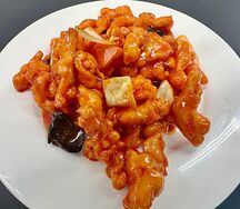 Курица в кисло-сладком соусе с рисом 