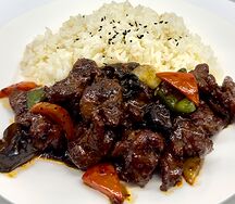 Говядина в перечном соусе с рисом 