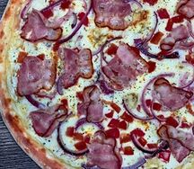 Пицца Карбонара 32см на белом чесночном соусе