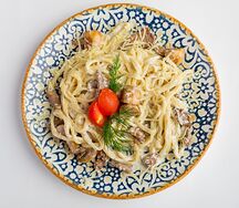 С телятиной и грибами