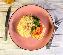 Треска под овощами с рисом