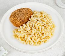 Макароны отварные и куриная котлета