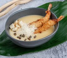 Тыквенный суп с креветками