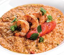 Ризотто с креветками и томатами