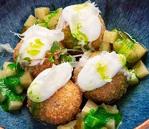 Картофельные крокеты с томленой телятиной в смокере