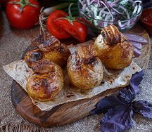 Картофель с салом на углях