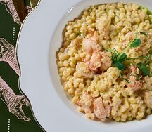 Паста с креветками и гребешком