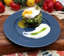 Оладьи из цукини с яйцом пашот