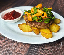 Бифштекс с отварным картофелем