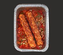 Люля-кебаб свино-говяжий на подушке из печеных томатов