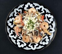 Фетучини с креветками