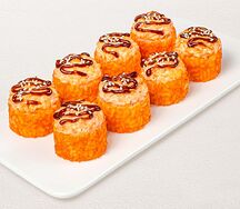 Запечённый ролл с лососем и креветкой