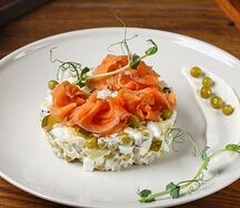 Оливье с форелью