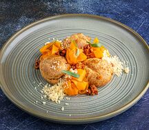 Профитроли, заварной крем, тыква, облепиха