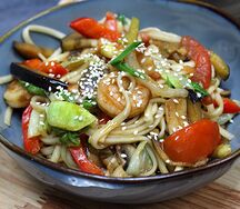 Лапша с креветками