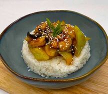 Рис с креветками в соусе терияки