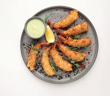 Креветки темпура со сливочным васаби